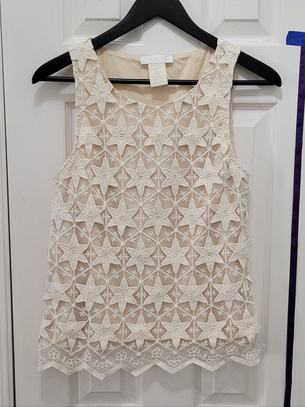 Sleeveless Star Lace Shell - Cream